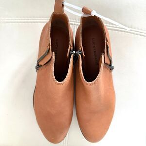 Lucky Brand Brown Leather Ankle Boots – Side Zip, Size EU 38 / US 7.5